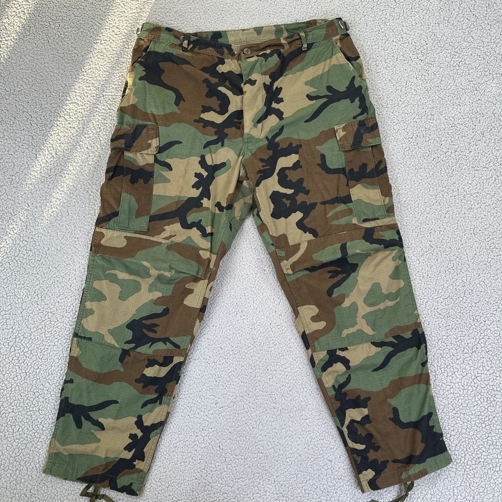 Camo Cargo Combat Pants Men X-Large Regular Double Knee Army Military Ripstop
